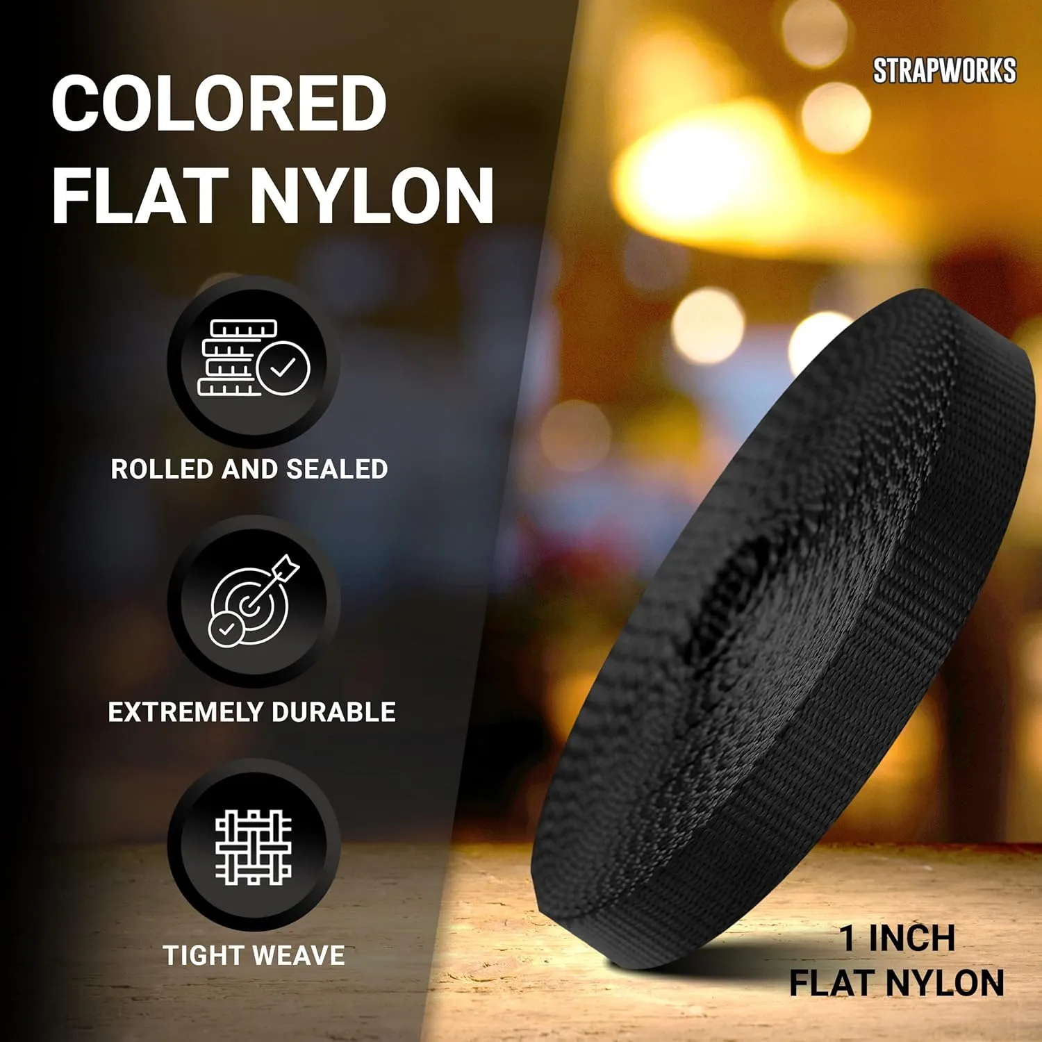 1 Inch Heavy Duty Nylon Webbing Strap Roll for Belt, Backpack, Sling, Collar, Leash, Strapping and More, 10, 20, or 50 Yards, Over 20 Colors