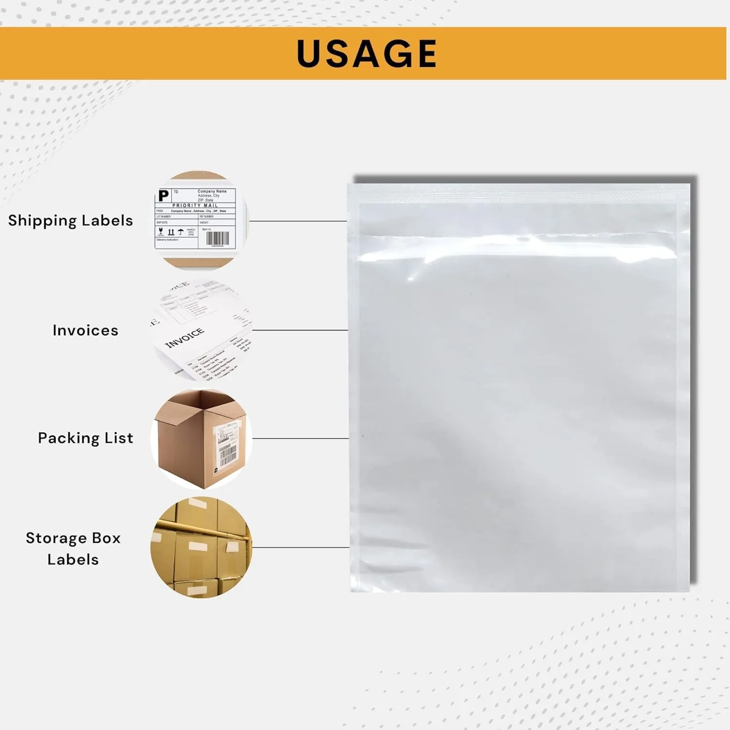 100 Pack 7"x10" Shipping Label Sleeves - Packing Slip Envelope Pouches with Self-Adhesive Peel & Seal - Clear Unprinted Plastic & Waterproof Mailing List Holder Ideal for Invoice, Documents & Labels