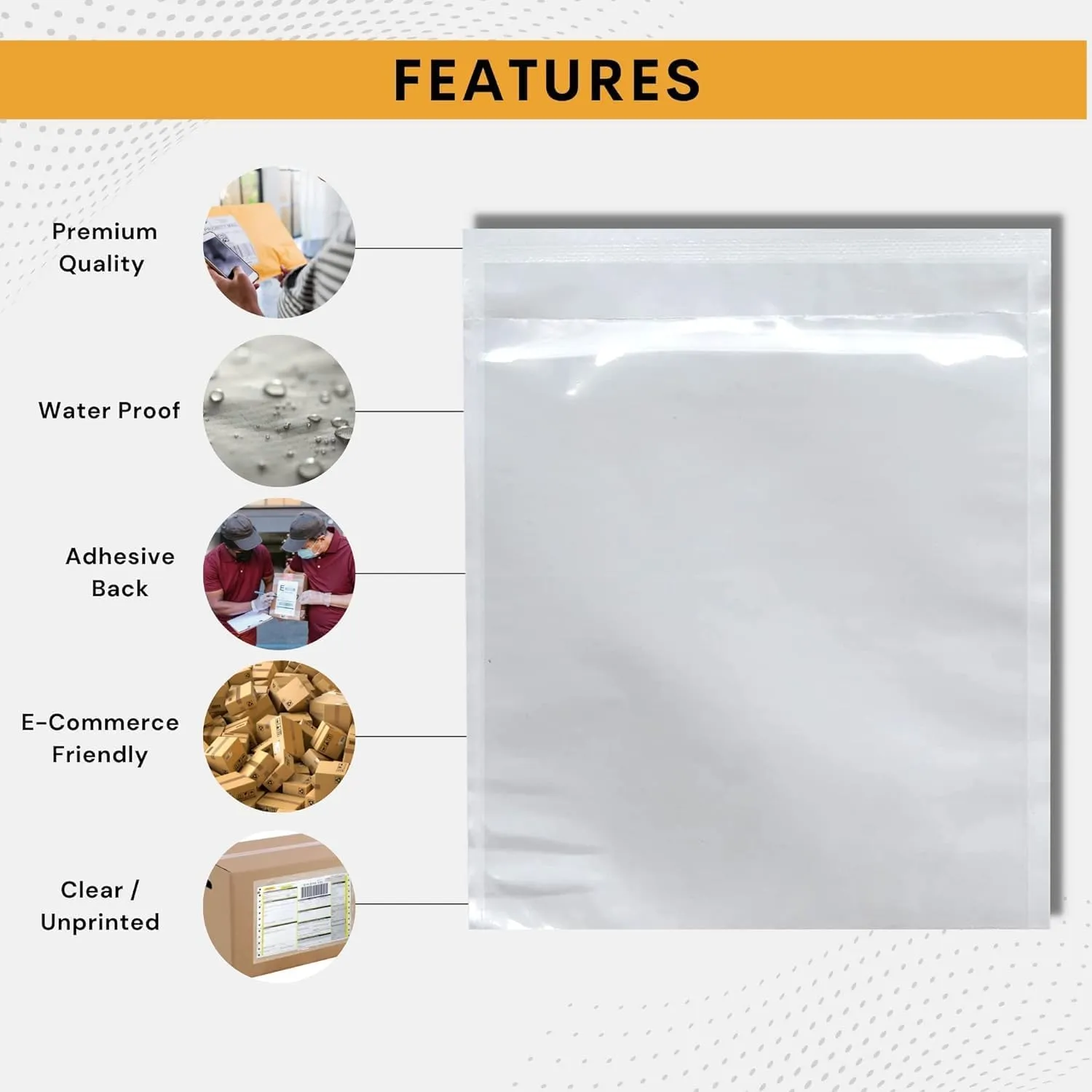 100 Pack 7"x10" Shipping Label Sleeves - Packing Slip Envelope Pouches with Self-Adhesive Peel & Seal - Clear Unprinted Plastic & Waterproof Mailing List Holder Ideal for Invoice, Documents & Labels