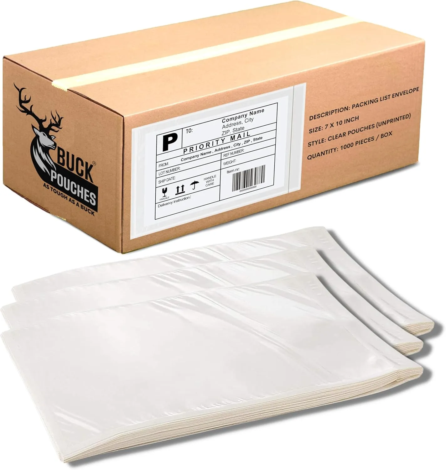 100 Pack 7"x10" Shipping Label Sleeves - Packing Slip Envelope Pouches with Self-Adhesive Peel & Seal - Clear Unprinted Plastic & Waterproof Mailing List Holder Ideal for Invoice, Documents & Labels
