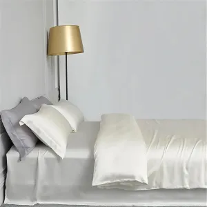 100 Percent Silk Pink Bedding Set - Women's Silky Duvet Cover, Flat Sheet, Pillowcase - Queen & King Size