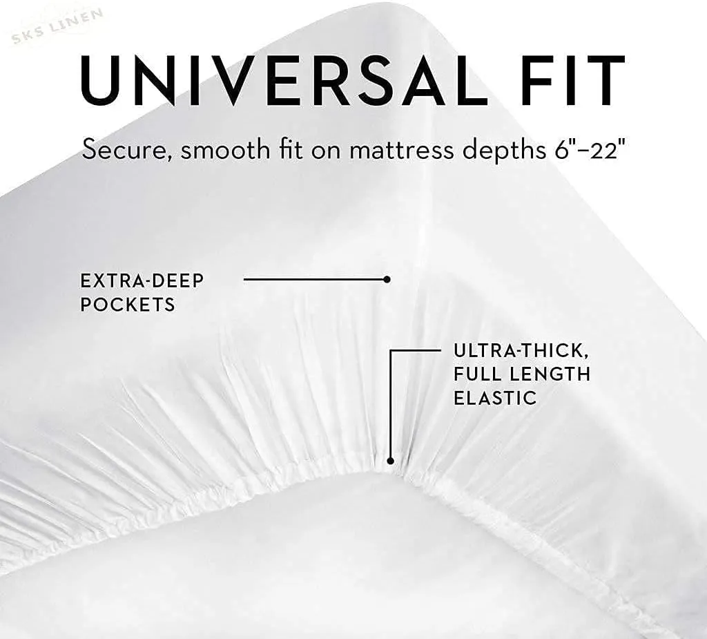 1000 Thread Count PIMA Cotton Solid Ivory 18"(inch) Deep Pocket Full XL(54"X80") Sheet Set- 4 Pc Sheet with Pillowcases, Hotel Quality