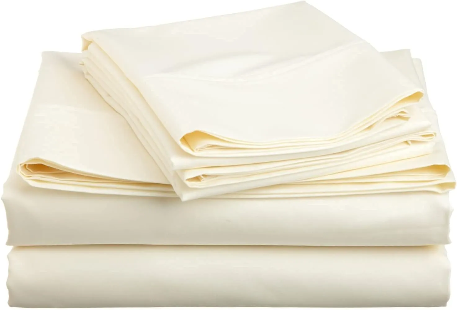 1000 Thread Count PIMA Cotton Solid Ivory 18"(inch) Deep Pocket Full XL(54"X80") Sheet Set- 4 Pc Sheet with Pillowcases, Hotel Quality
