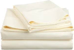 1000 Thread Count PIMA Cotton Solid Ivory 18"(inch) Deep Pocket Full XL(54"X80") Sheet Set- 4 Pc Sheet with Pillowcases, Hotel Quality