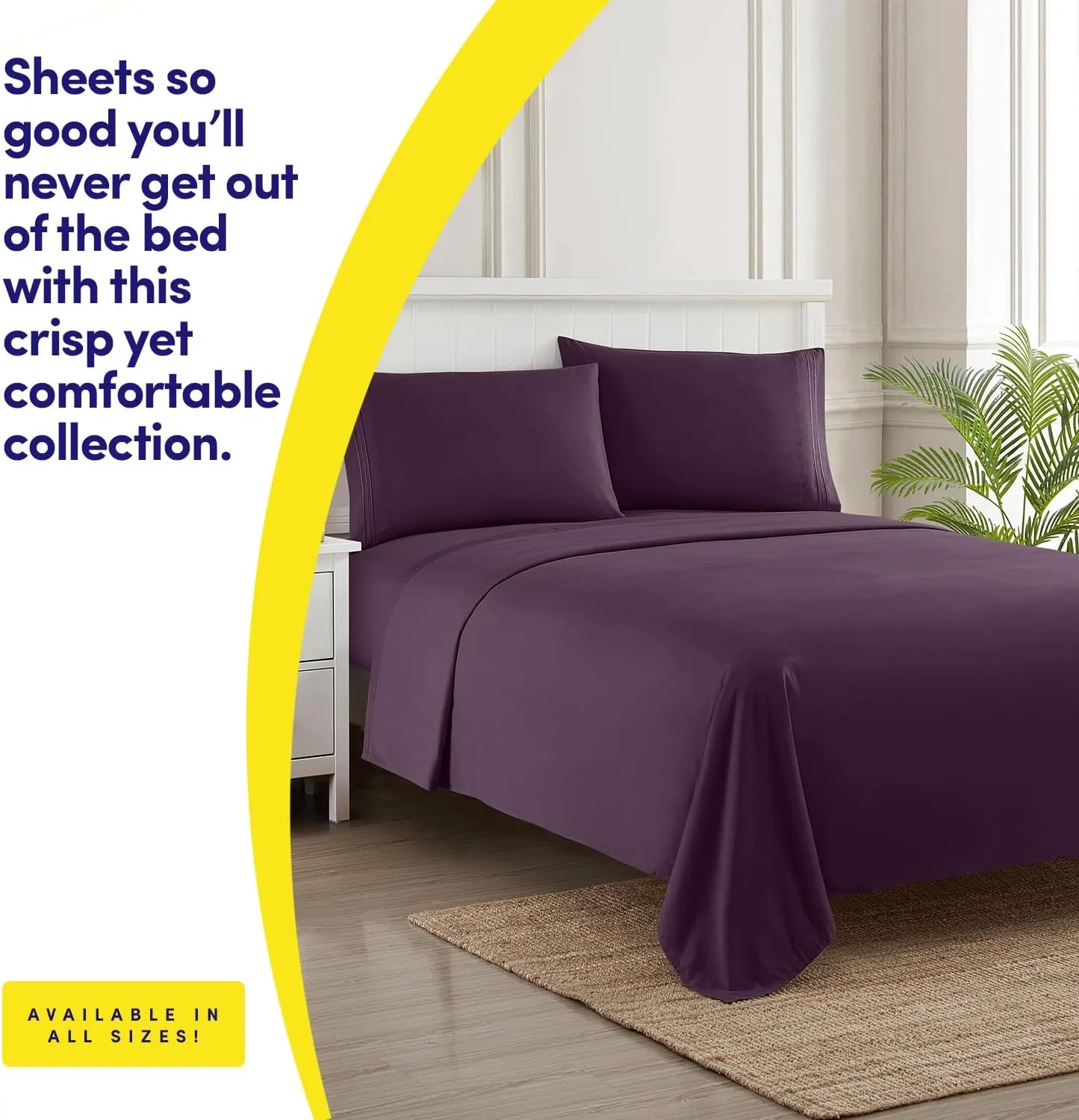 1500 Supreme Collection Bed Sheet Set - Extra Soft, Elastic Corner Straps, Deep Pockets, Wrinkle & Fade Resistant Hypoallergenic Sheets Set, Luxury Hotel Bedding, Queen, Purple