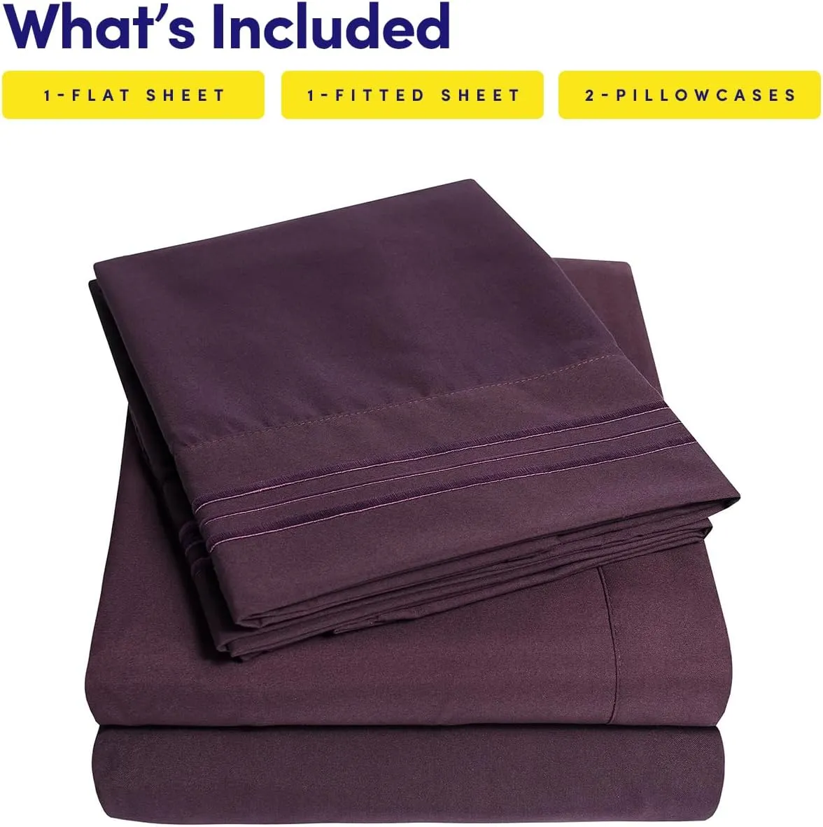 1500 Supreme Collection Bed Sheet Set - Extra Soft, Elastic Corner Straps, Deep Pockets, Wrinkle & Fade Resistant Hypoallergenic Sheets Set, Luxury Hotel Bedding, Queen, Purple