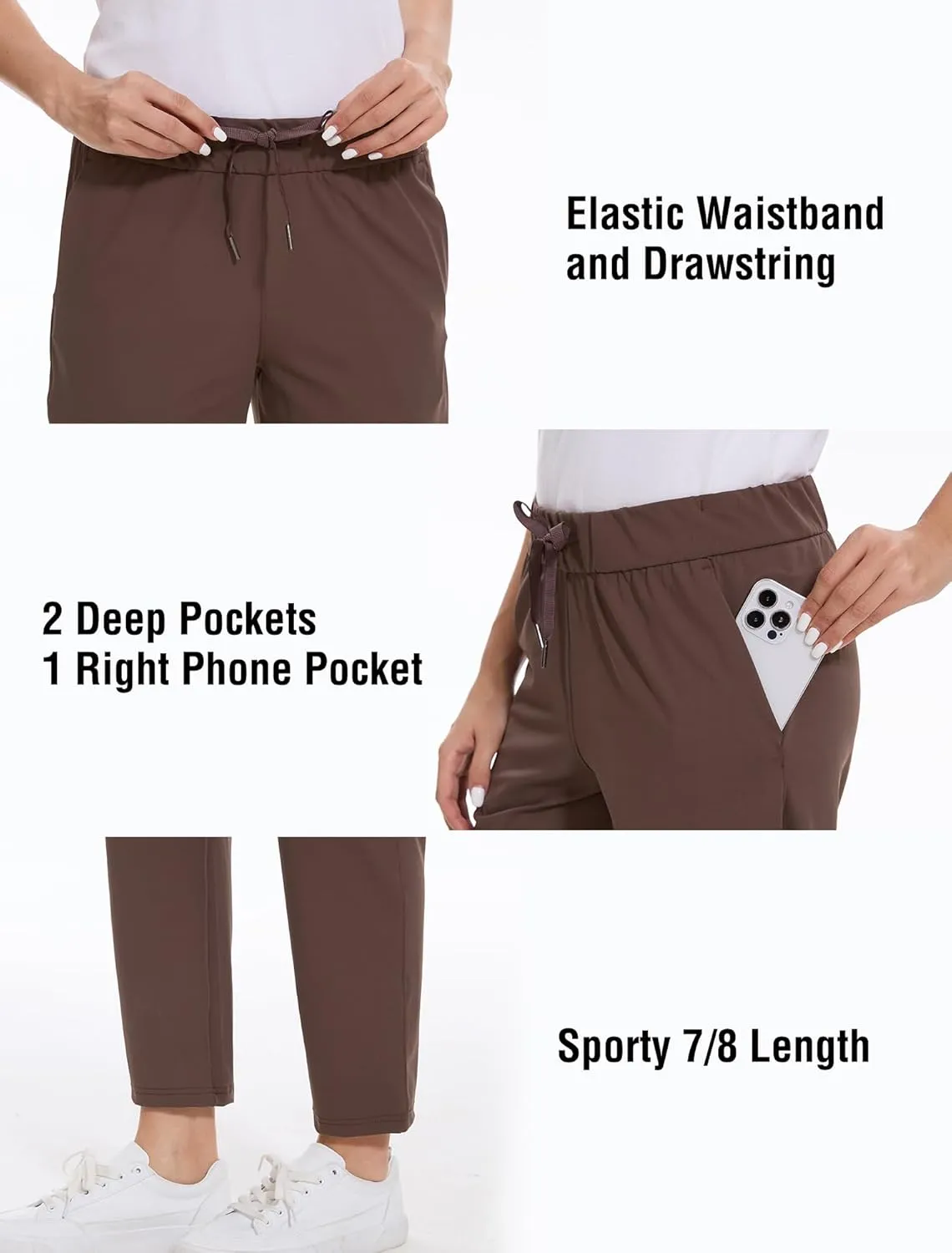 2 Pack Women's Pants with Deep Pockets Stretch Soft Sweatpants for Casual Athletic Lounge Work Golf Travel