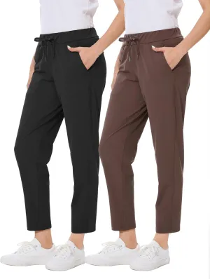2 Pack Women's Pants with Deep Pockets Stretch Soft Sweatpants for Casual Athletic Lounge Work Golf Travel