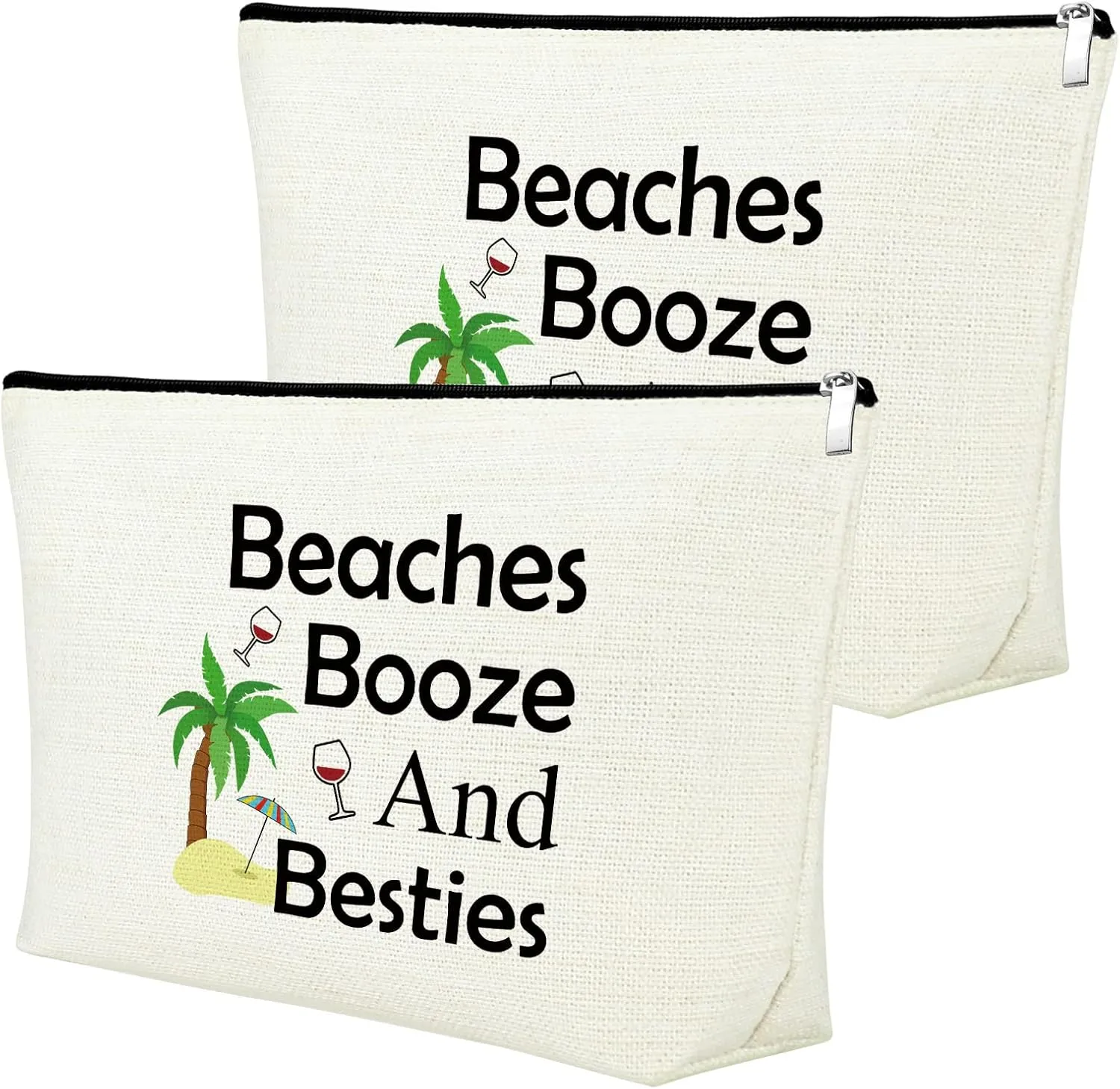 2 Pieces Beach Lover Gifts for Women Beach Makeup Bag Funny Vacation Gifts Cosmetic Bag Beach Themed Gifts for Women Besties Birthday Christmas Graduation Gifts for Beach Lover Travel Makeup Pouch