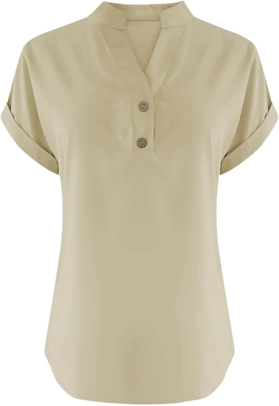 2025 Cotton Linen Short Sleeve Tops for Women V Neck Button Down Loose Fit Shirts