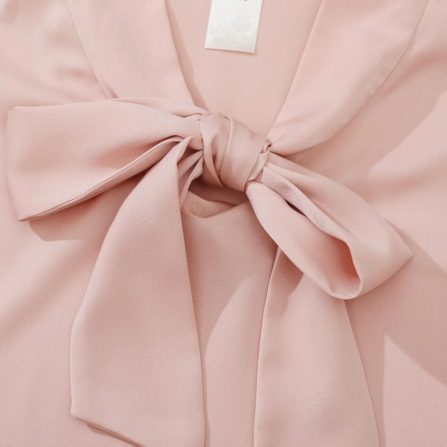 2025 Elegant Summer Women's Bow Collar Ruffle Short Sove Shirt Casual Shirt Top