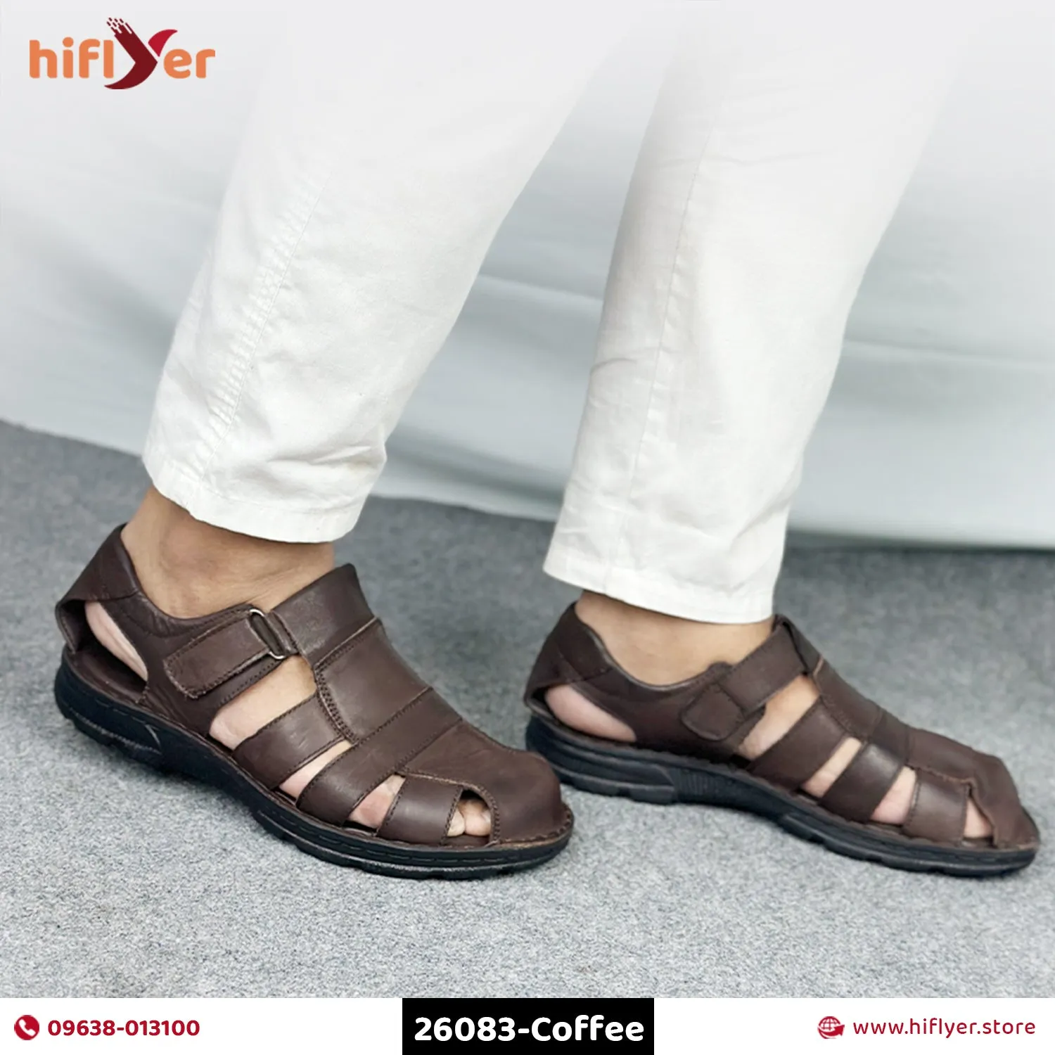 26083-Coffee Premium High-Quality With Belt Men's sandal
