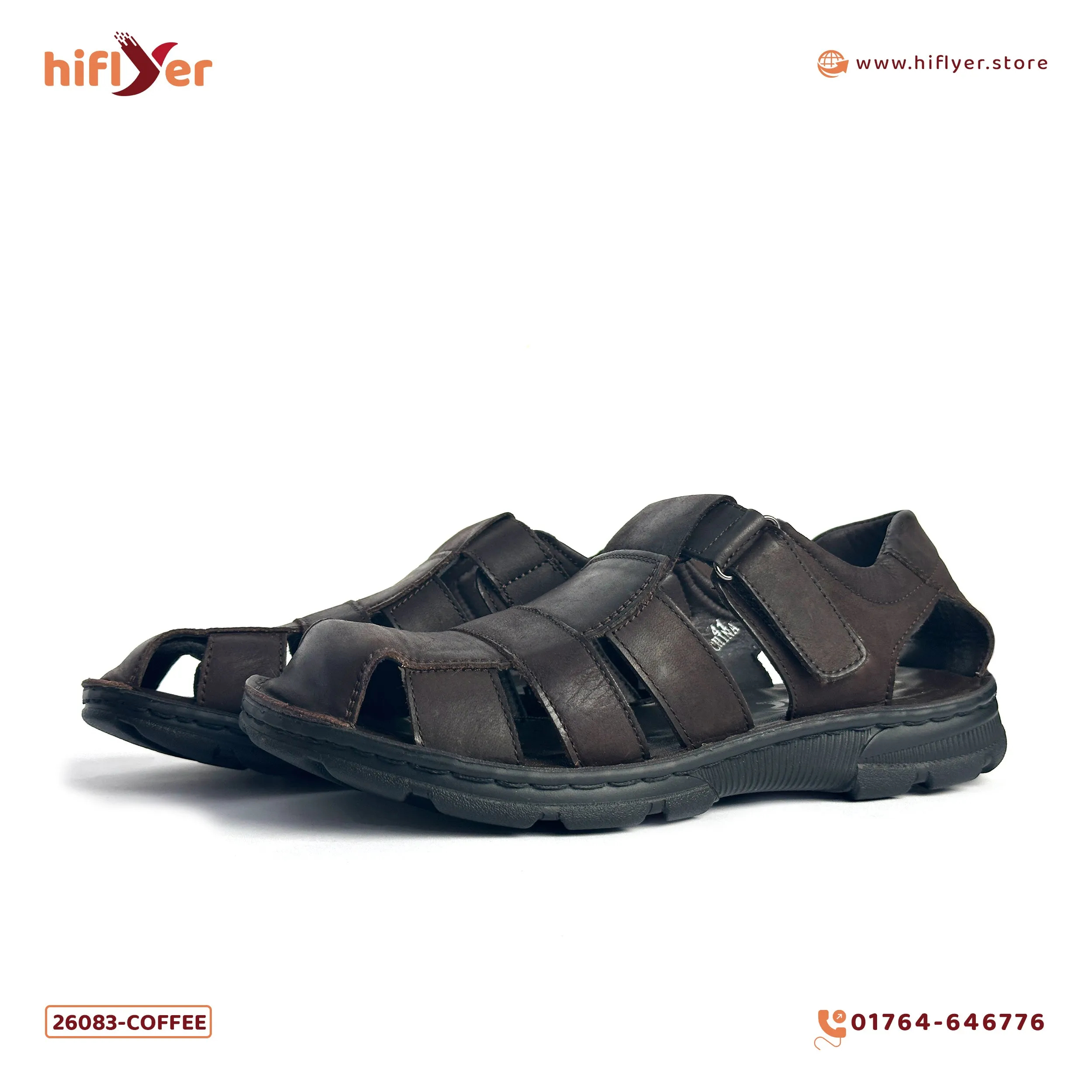 26083-Coffee Premium High-Quality With Belt Men's sandal