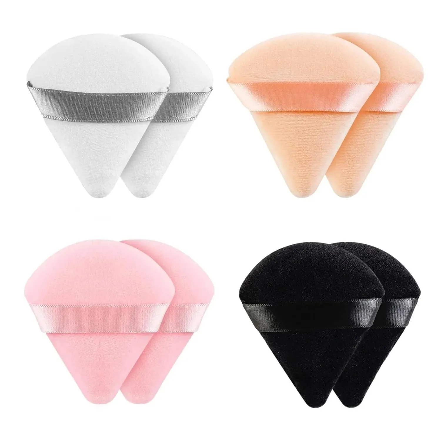 2Pcs Triangle Powder Puff Face Makeup Sponge Soft Velvet Cosmetic Puff Blender Beauty Foundation Sponge Make Up Accessories(Black)