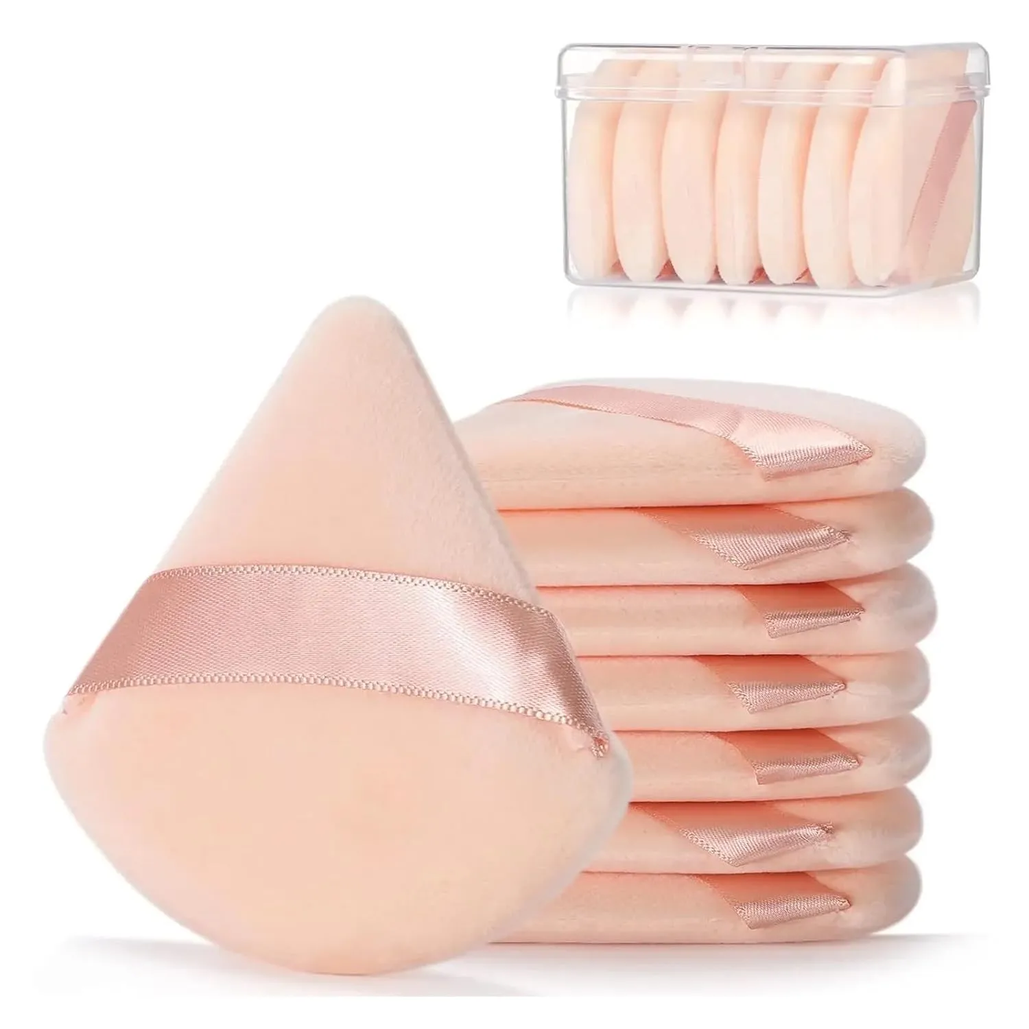 2Pcs Triangle Powder Puff Face Makeup Sponge Soft Velvet Cosmetic Puff Blender Beauty Foundation Sponge Make Up Accessories(Black)