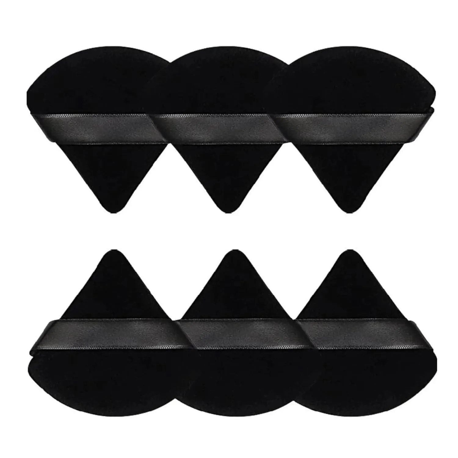 2Pcs Triangle Powder Puff Face Makeup Sponge Soft Velvet Cosmetic Puff Blender Beauty Foundation Sponge Make Up Accessories(Black)