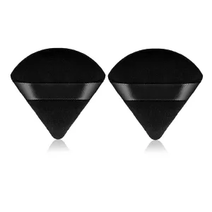 2Pcs Triangle Powder Puff Face Makeup Sponge Soft Velvet Cosmetic Puff Blender Beauty Foundation Sponge Make Up Accessories(Black)