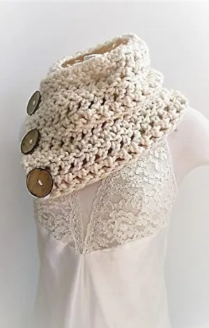 3 Button Chunky Scarf Boston Harbor Scarf Cream