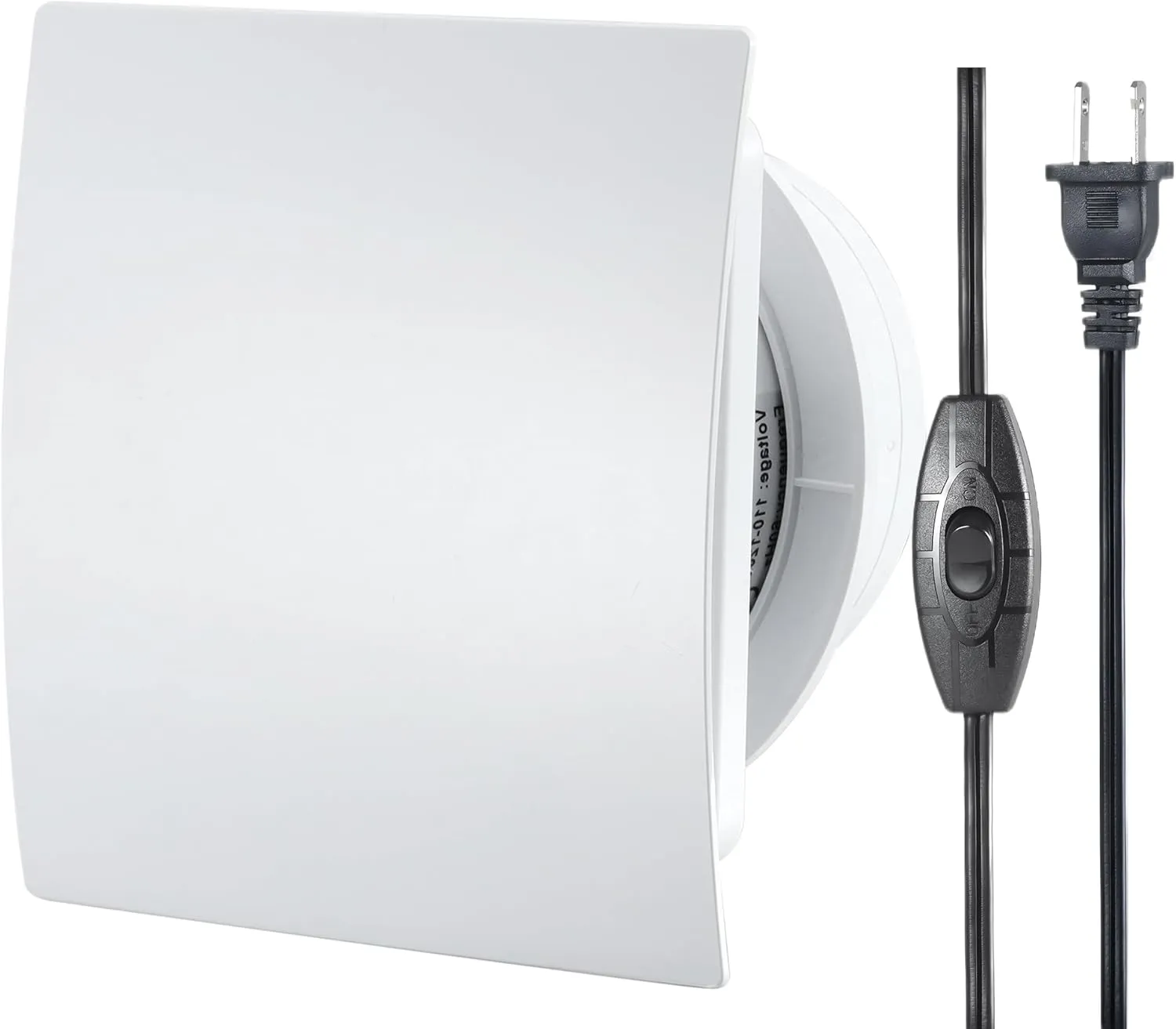4inch Exhaust Fan, Window Wall Mount Vent Extractor Fan w/Button Switch, Cord for Kitchen Bathroom Workshop Garage (Slim Curved Panel)