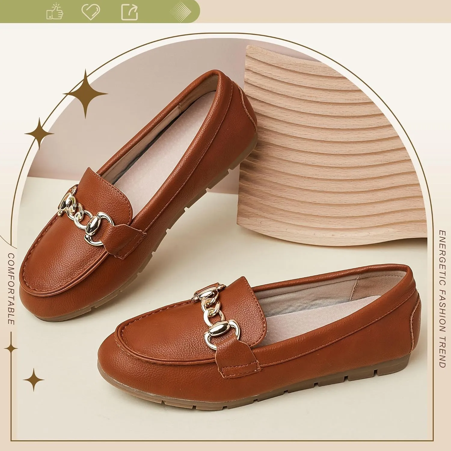 ABEJOJO Women's Loafer Shoes, Comfortable Slip on Casual Flat Penny Shoes for Walking, Driving, Dressy