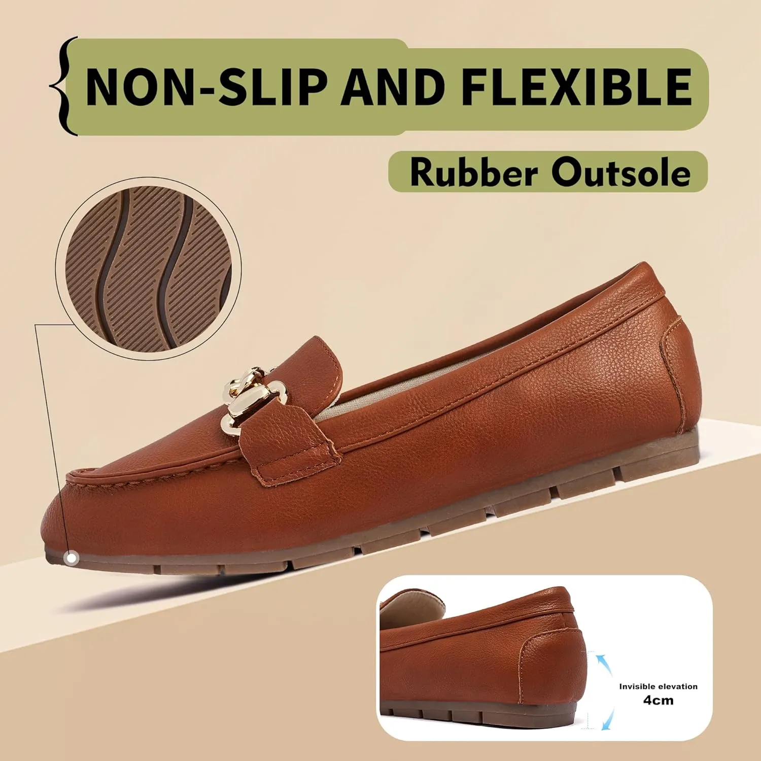 ABEJOJO Women's Loafer Shoes, Comfortable Slip on Casual Flat Penny Shoes for Walking, Driving, Dressy