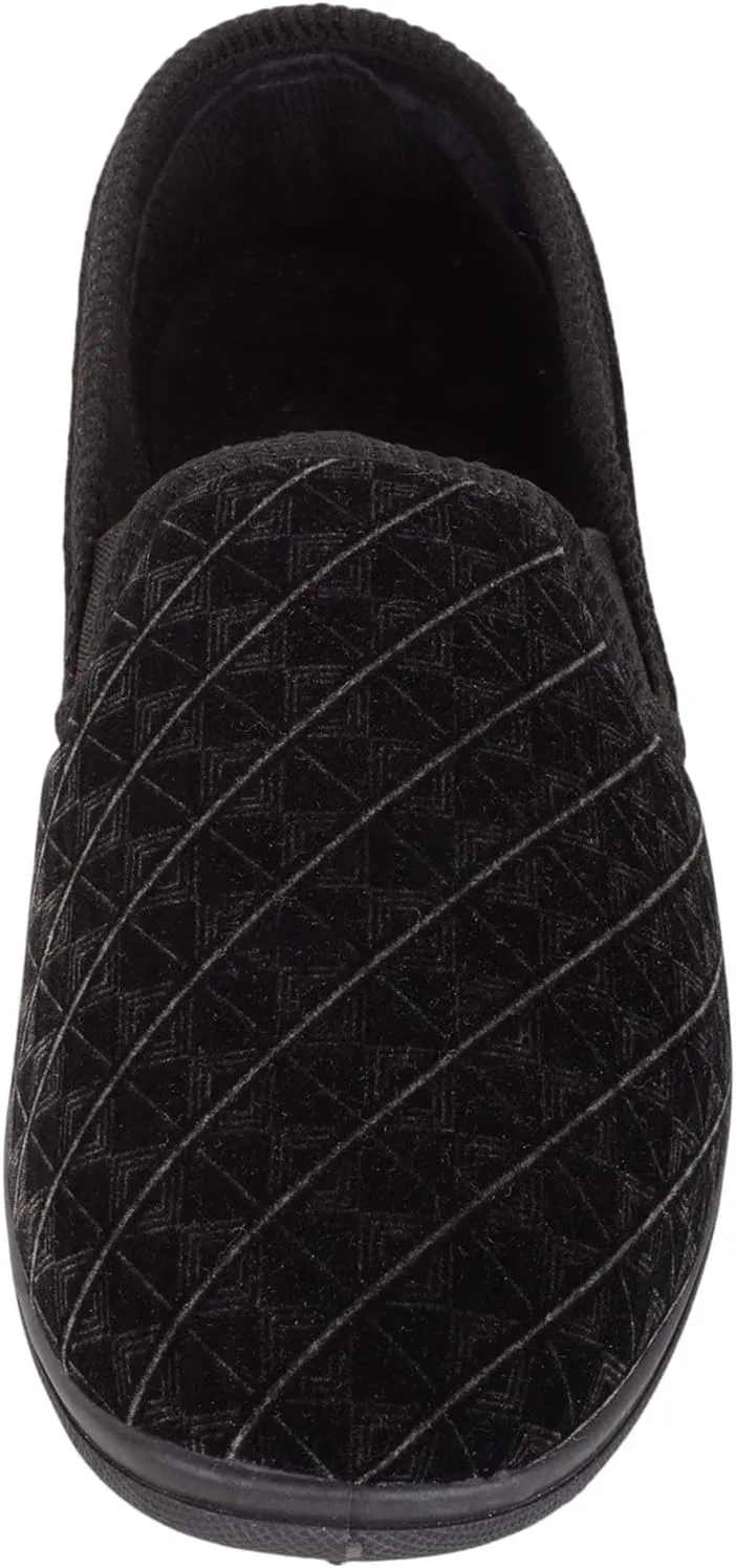 ABSOLUTE FOOTWEAR Mens Easy Slip On Velour Style Winter Slipper with Twin Elasticated Gusset