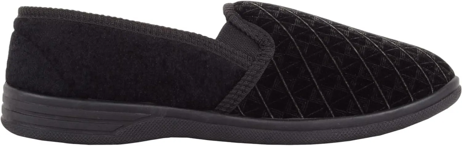 ABSOLUTE FOOTWEAR Mens Easy Slip On Velour Style Winter Slipper with Twin Elasticated Gusset