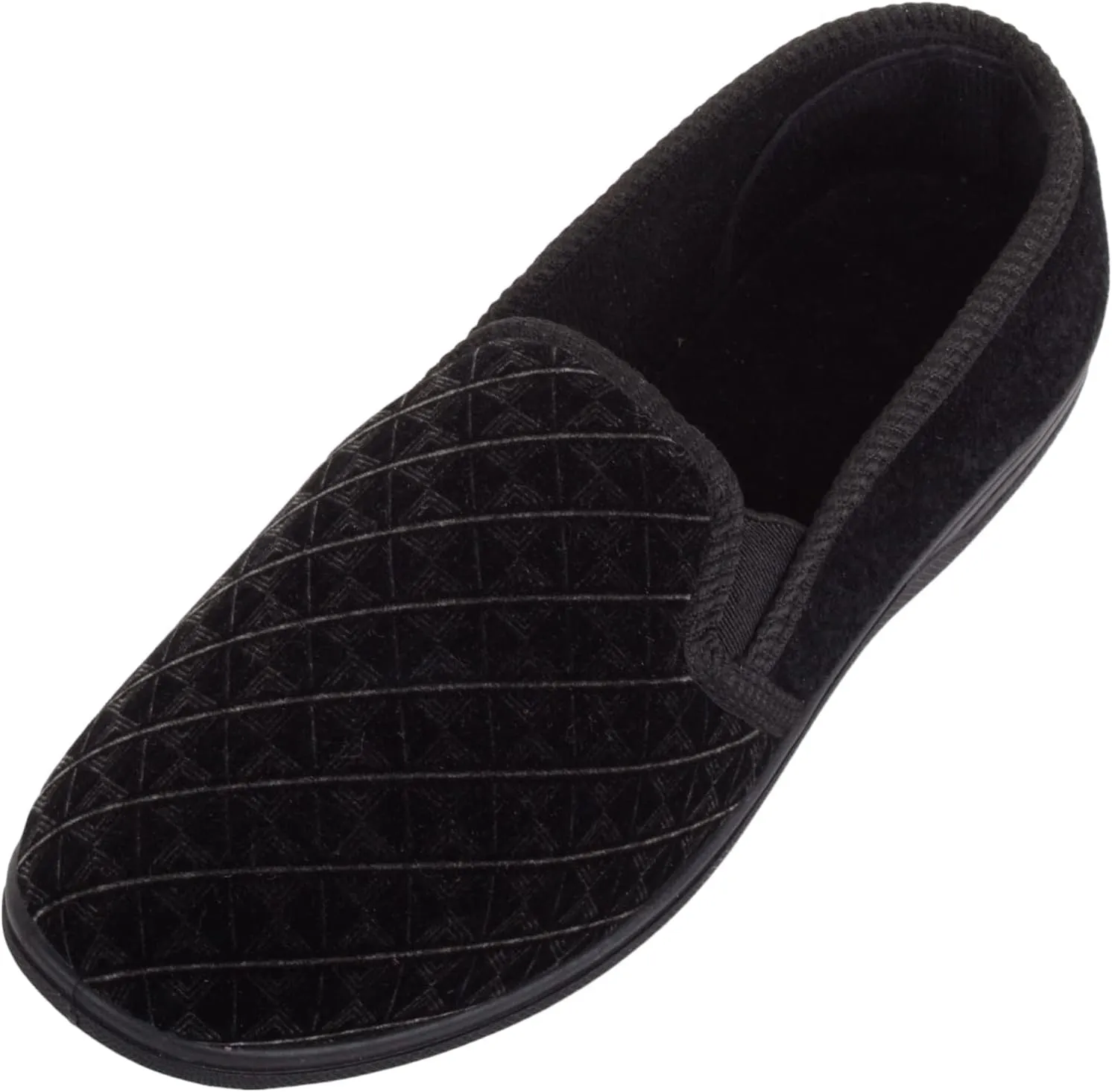 ABSOLUTE FOOTWEAR Mens Easy Slip On Velour Style Winter Slipper with Twin Elasticated Gusset