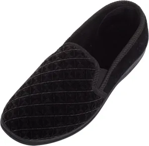 ABSOLUTE FOOTWEAR Mens Easy Slip On Velour Style Winter Slipper with Twin Elasticated Gusset