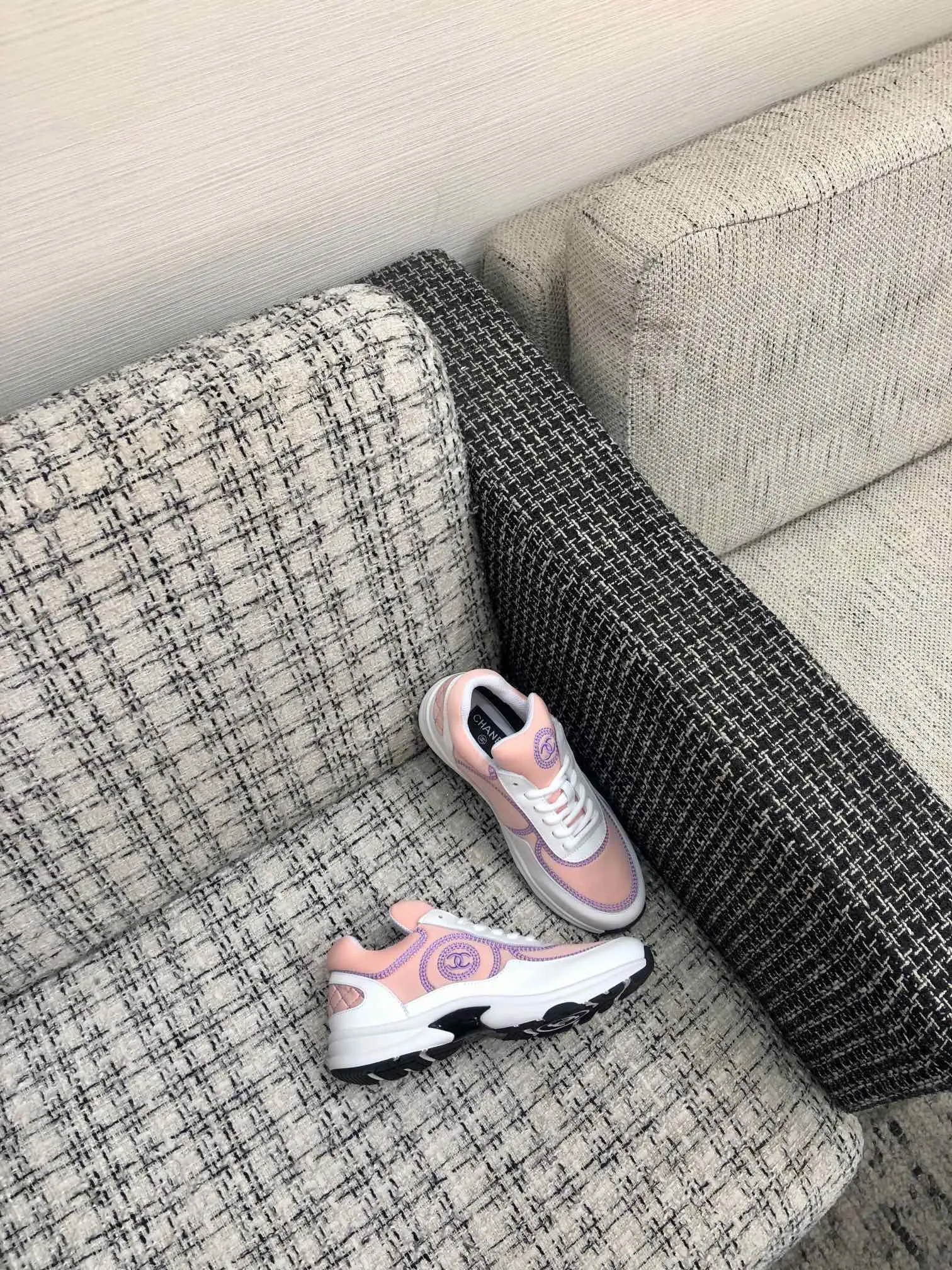 Adjustable Sneaker Pink Mix Purple Waterproof Fabric CHANEL