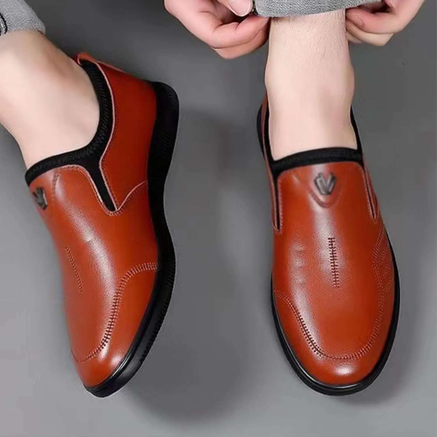 ADMLZQQ Men's Dress Shoes Leather Formal Shoes Oxfords Business Shoe Slip on Non-Slip Shoe