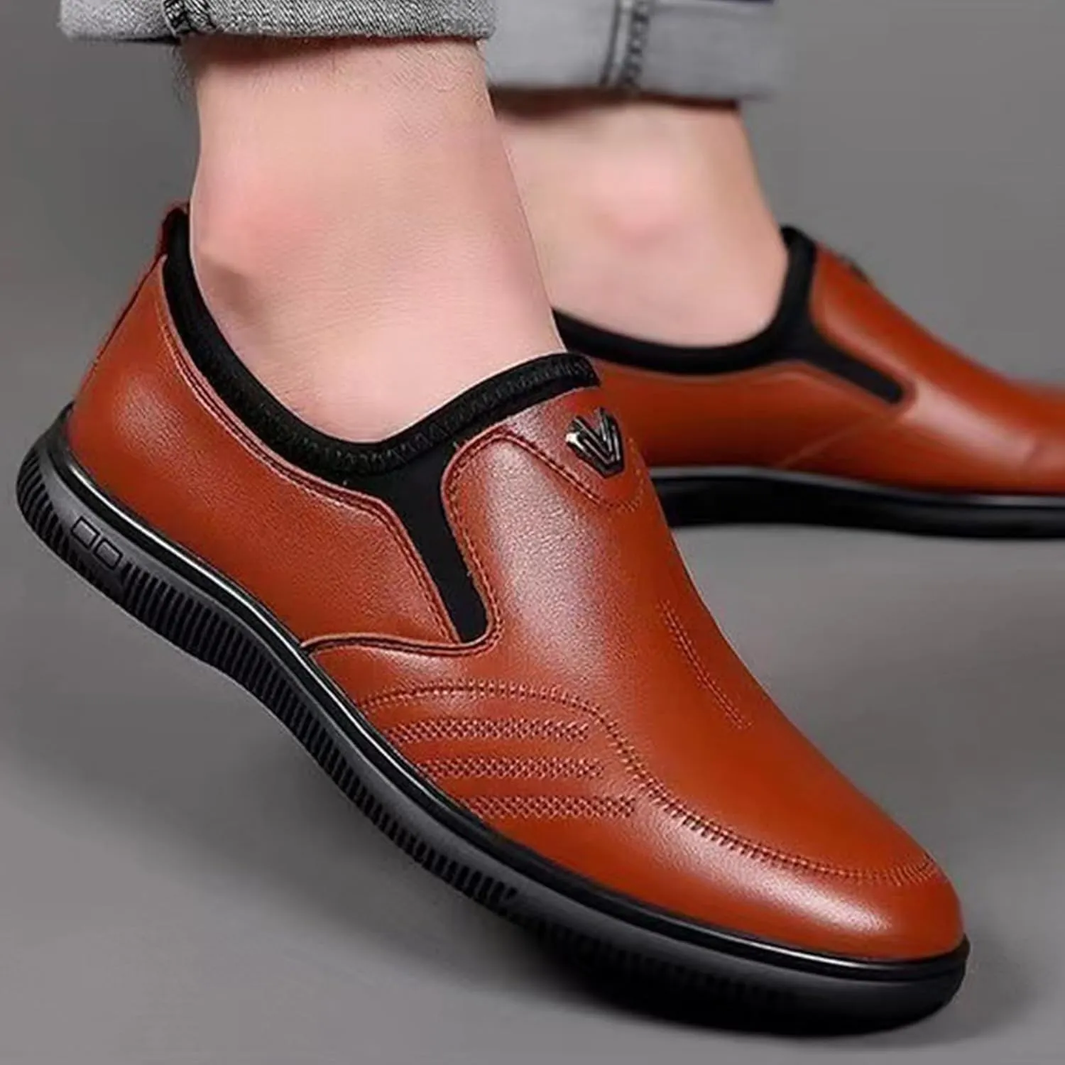 ADMLZQQ Men's Dress Shoes Leather Formal Shoes Oxfords Business Shoe Slip on Non-Slip Shoe