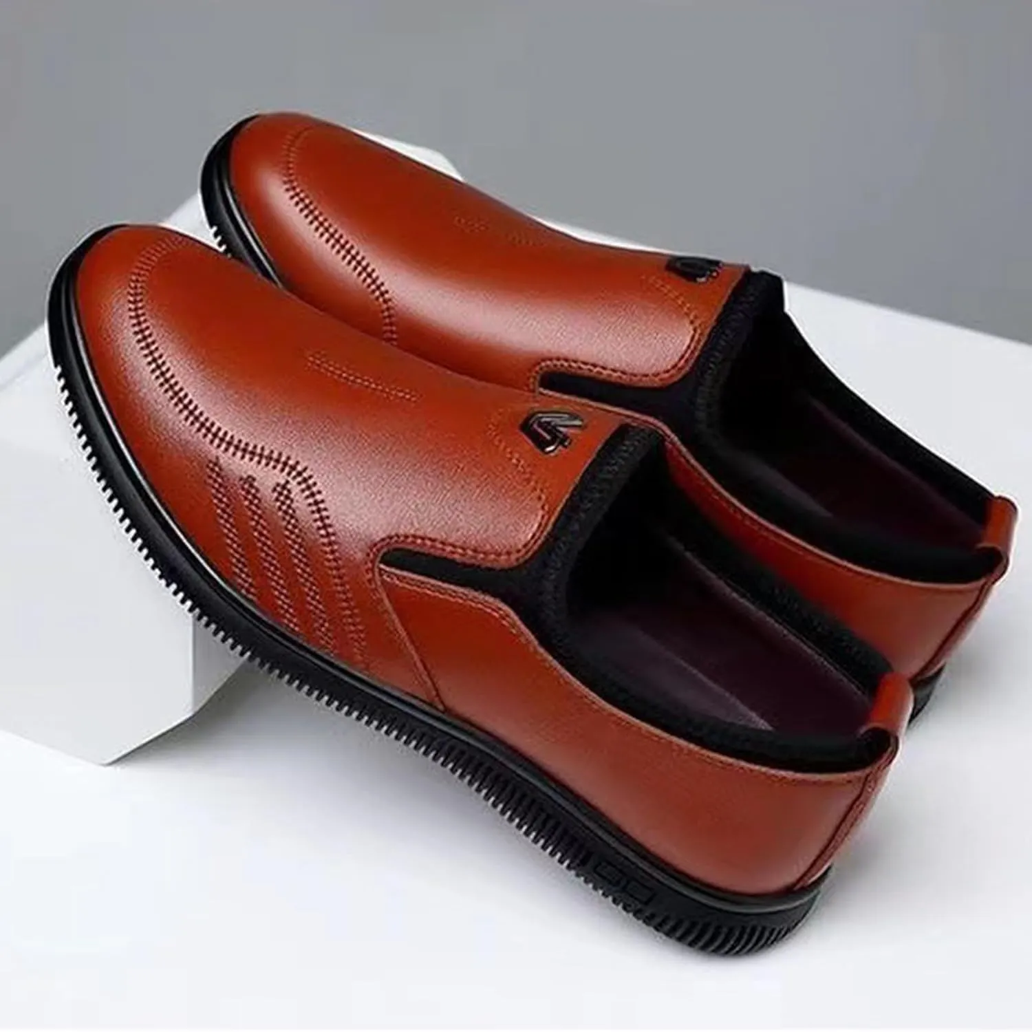 ADMLZQQ Men's Dress Shoes Leather Formal Shoes Oxfords Business Shoe Slip on Non-Slip Shoe