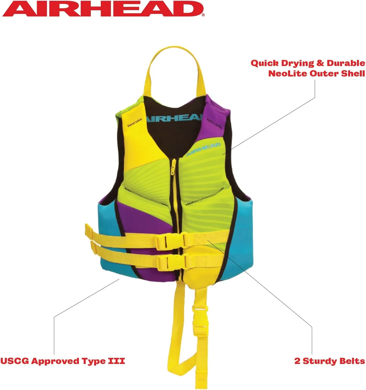 Airhead GNAR Child and Infant Kwik-Dry Neolite Flex Life Jacket, US Coast Guard Approved