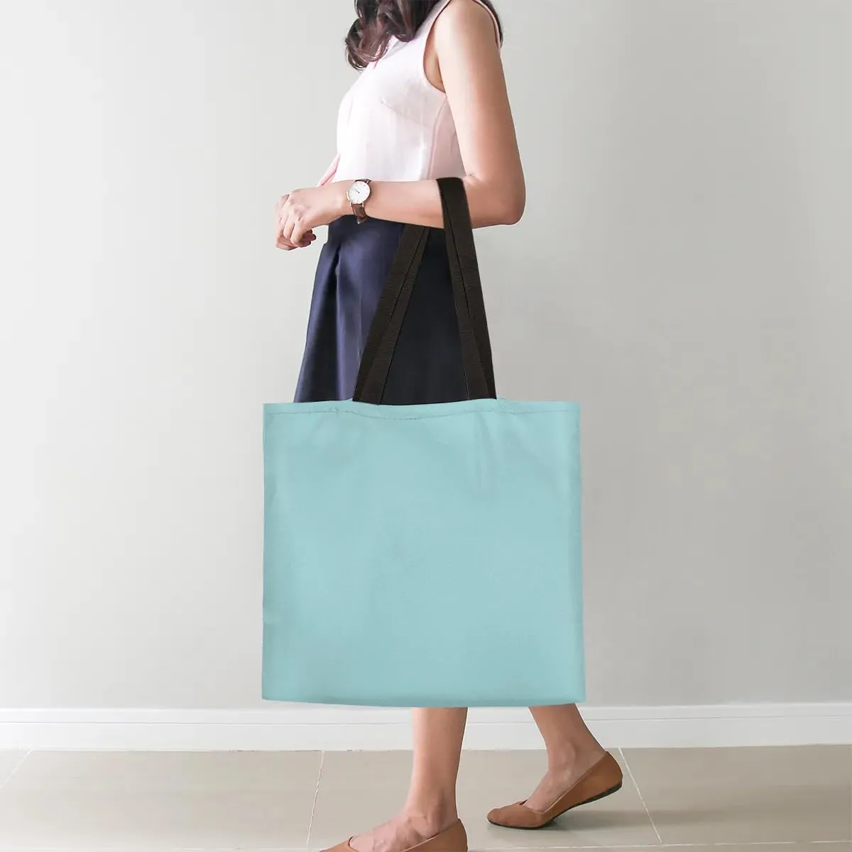 Airy Blue Canvas Tote Bag for Women Men Stylish Tote Handbag Shoulder Bag Reusable Grocery Bag