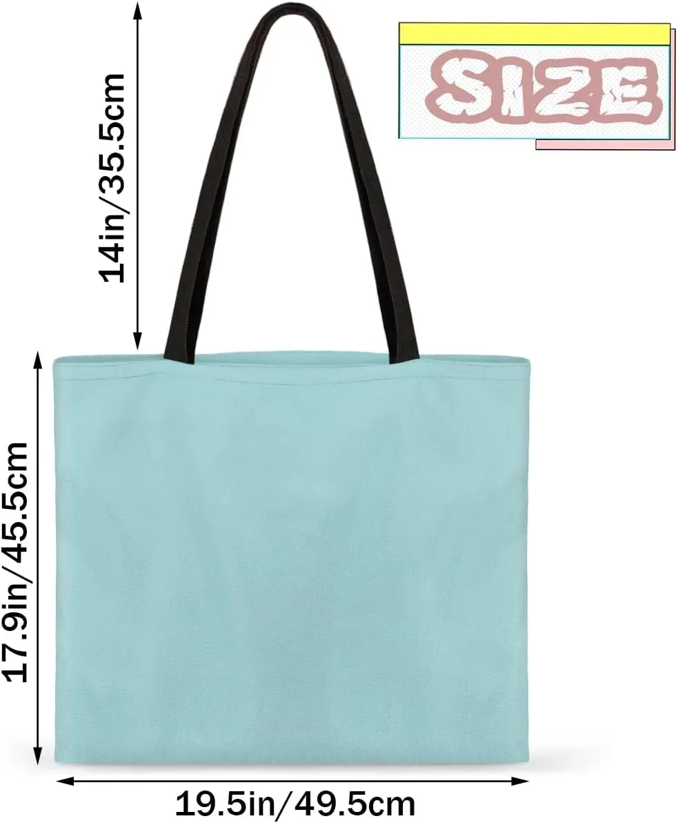 Airy Blue Canvas Tote Bag for Women Men Stylish Tote Handbag Shoulder Bag Reusable Grocery Bag