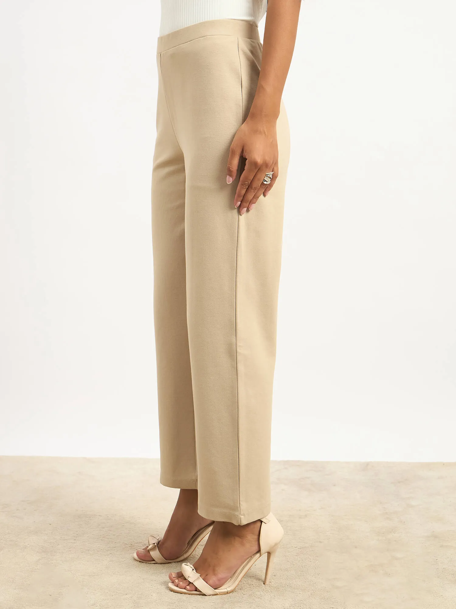 Airy Pull On Straight Jeggings - Beige