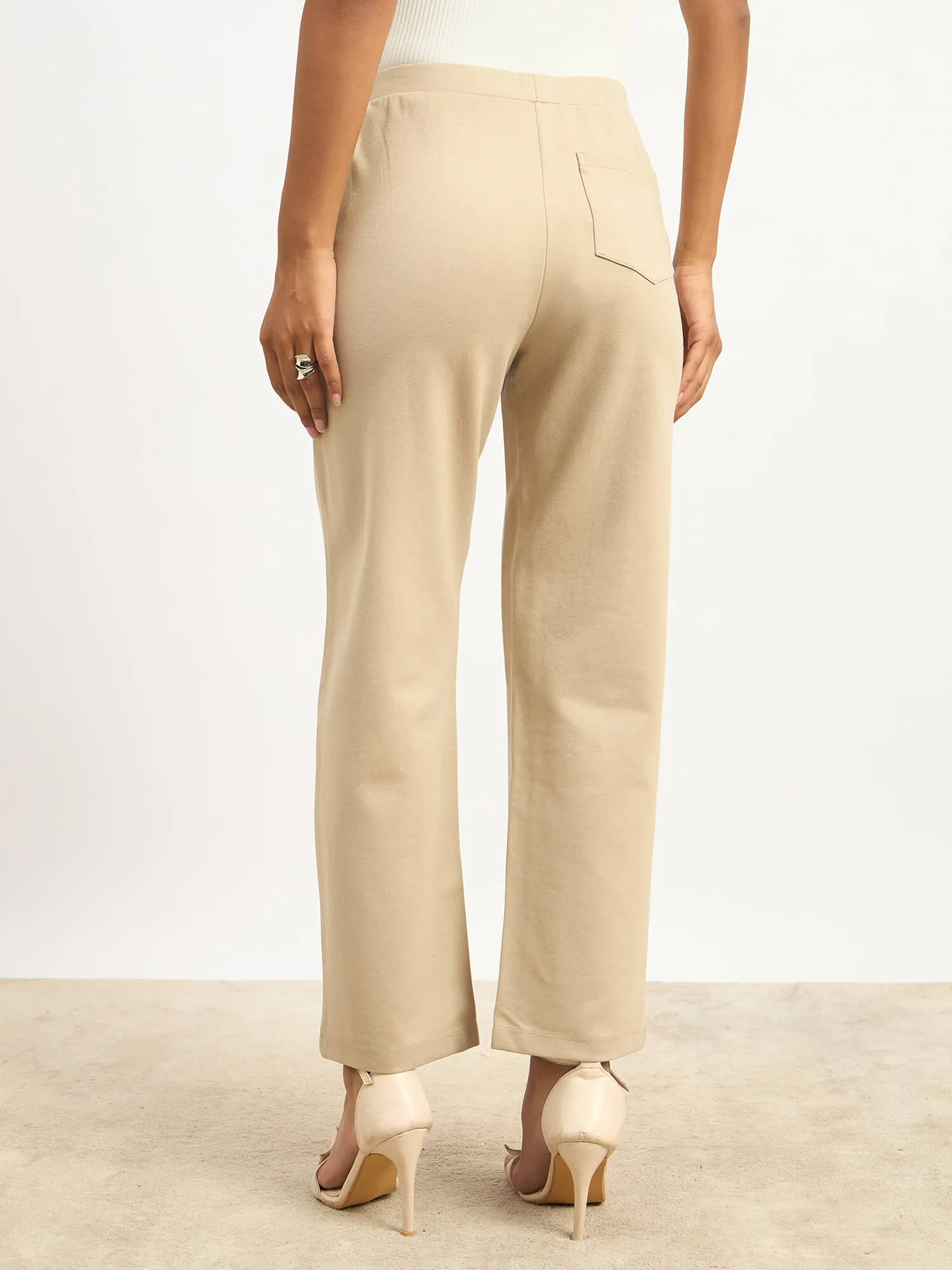 Airy Pull On Straight Jeggings - Beige