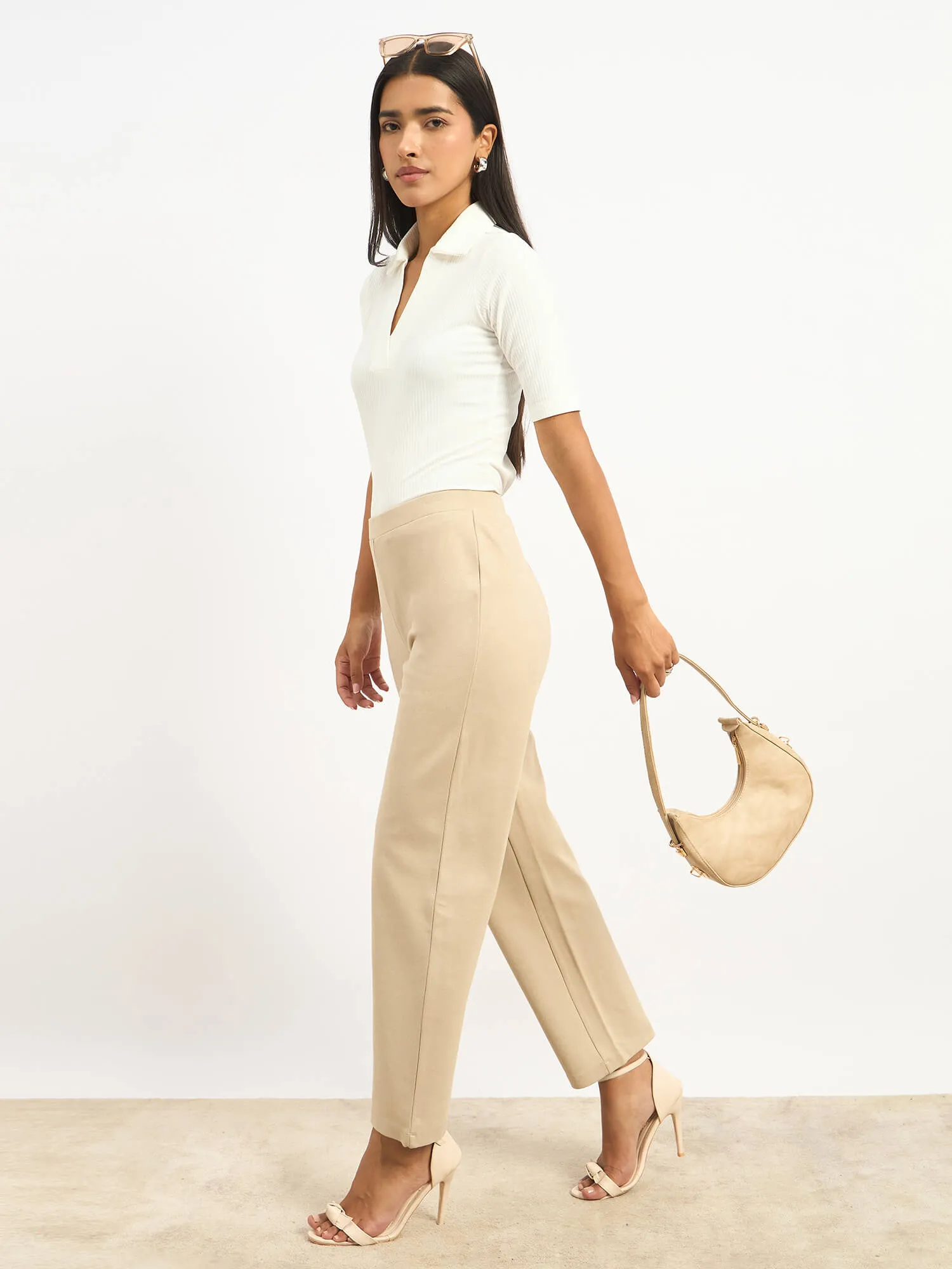 Airy Pull On Straight Jeggings - Beige