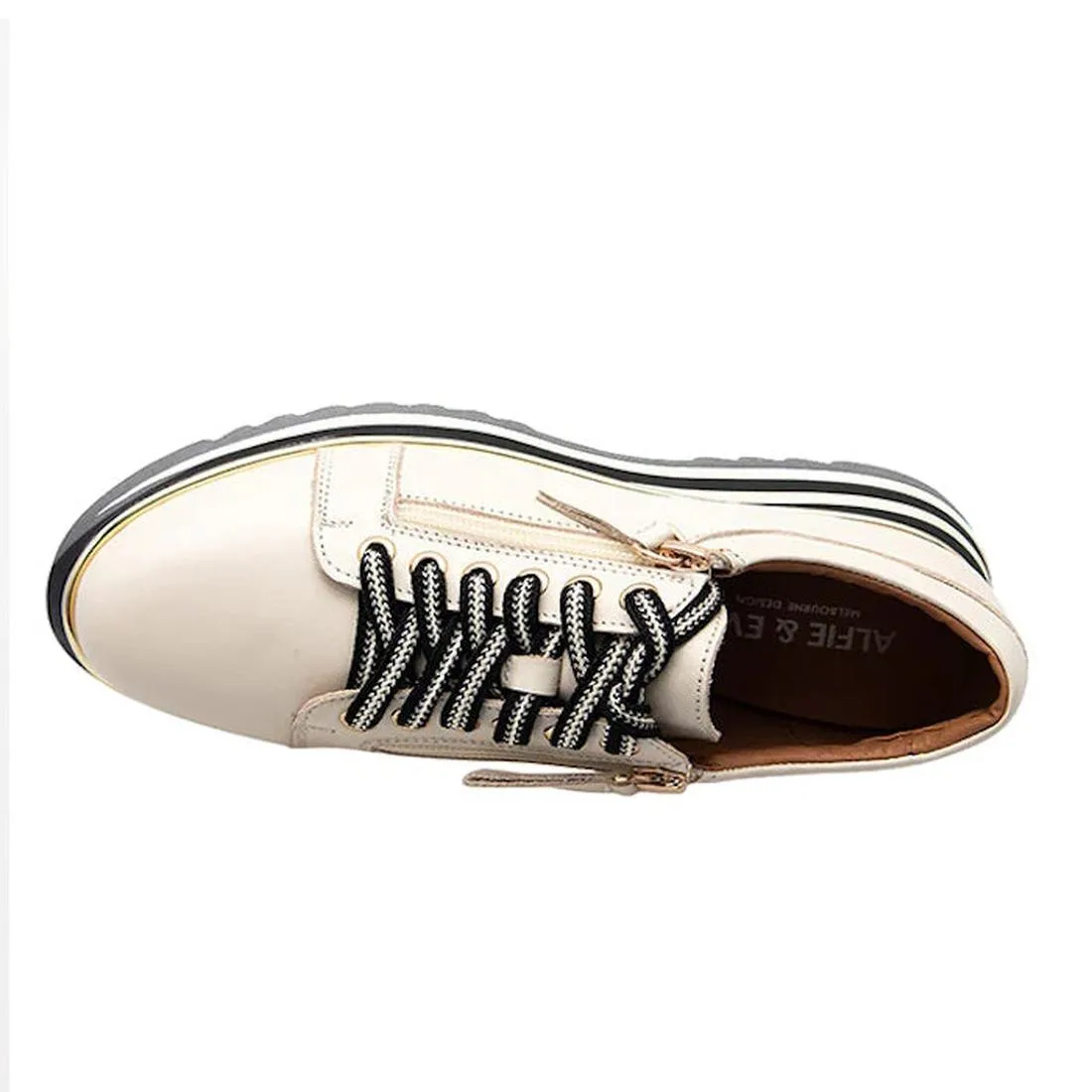 Alfie & Evie Hosting Womens Leather Shoe Platform Cream
