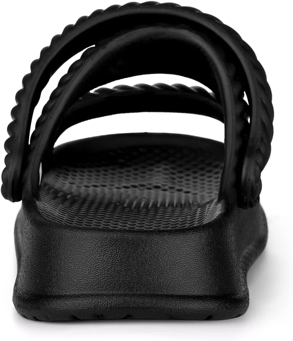 Allegra K Women's Cloud Slides Sandals Pillow Two-Way Wear Shower Slingback Flat Sandals