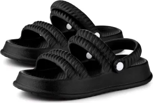 Allegra K Women's Cloud Slides Sandals Pillow Two-Way Wear Shower Slingback Flat Sandals