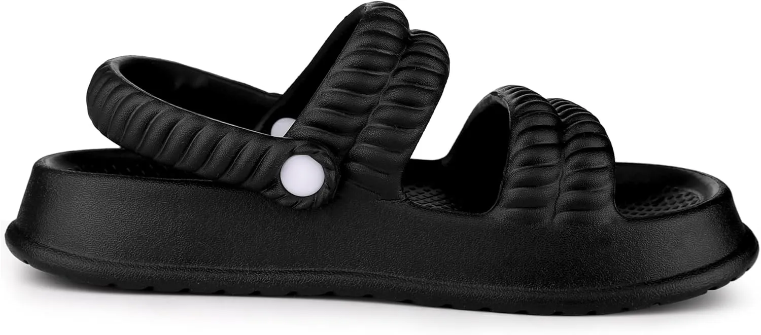 Allegra K Women's Cloud Slides Sandals Pillow Two-Way Wear Shower Slingback Flat Sandals