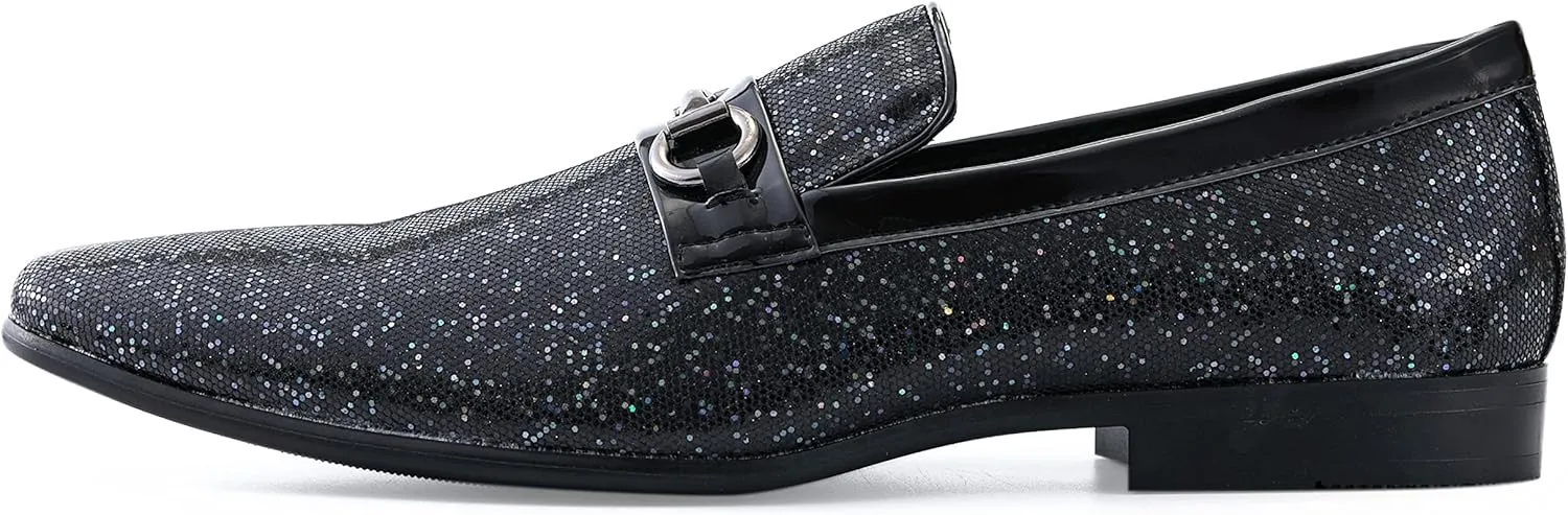 Amali Devy, Men's Dress Loafers, Slip-On Tuxedo Shoes for Men, Velvet Embellished Loafer Slippers