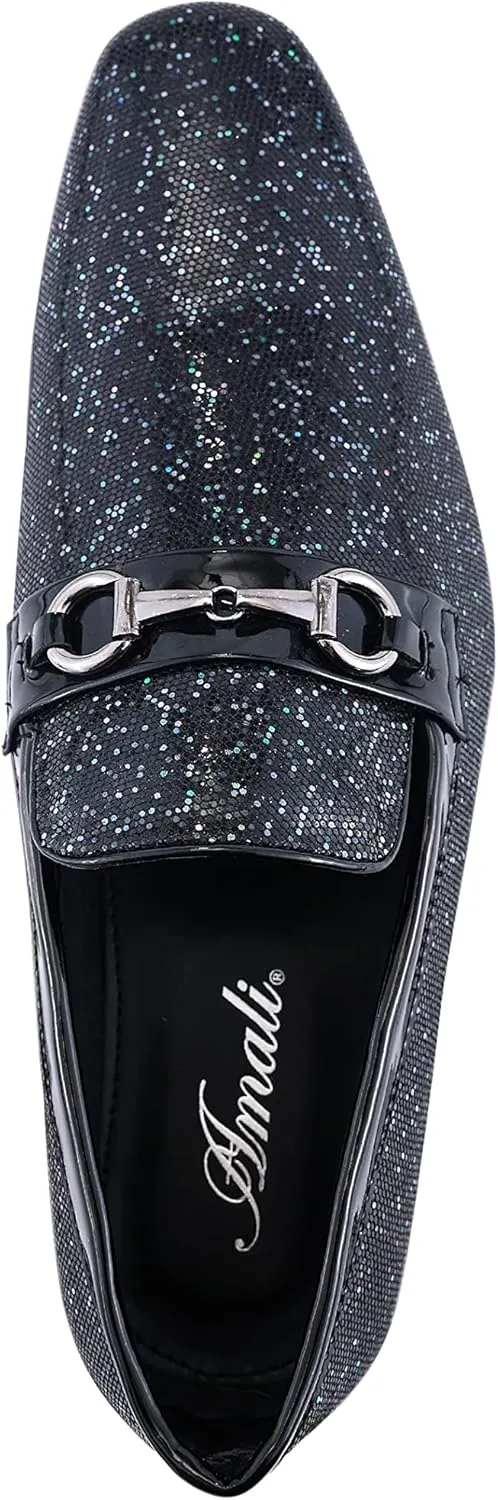 Amali Devy, Men's Dress Loafers, Slip-On Tuxedo Shoes for Men, Velvet Embellished Loafer Slippers