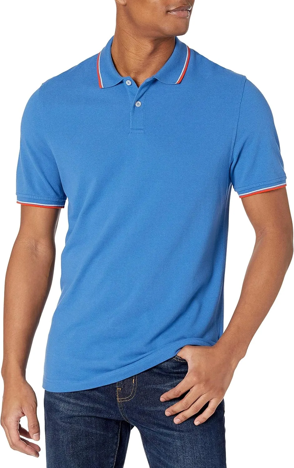 Amazon Essentials Men's Polo Shirts Short Sleeve, Slim-Fit Cotton Pique