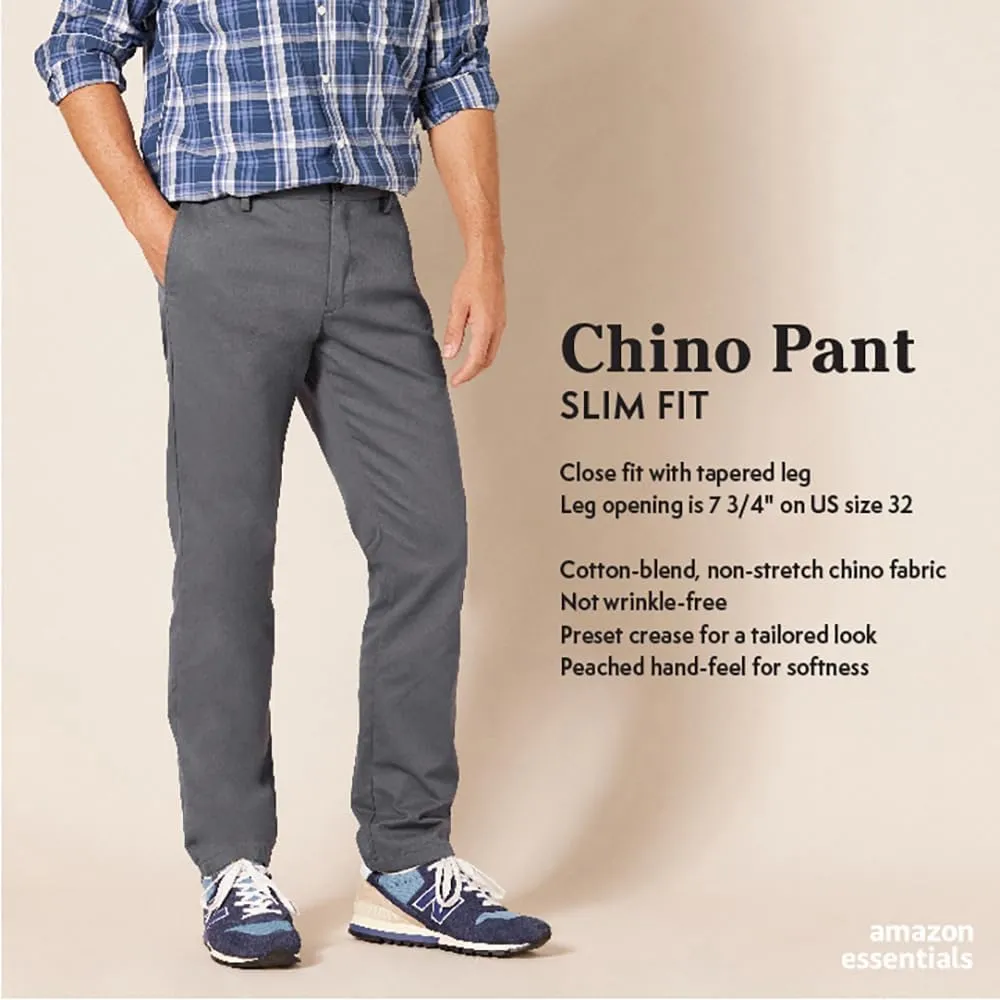 Amazon Essentials Men's Slim-Fit Wrinkle-Resistant Flat-Front Chino Pant