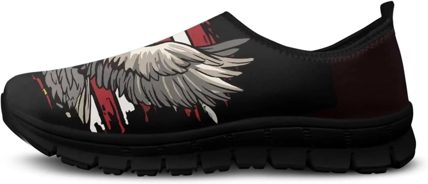 American Flag Mens Slip On Running Walking Shoes Lightweight Fashion Gym Sneakers Non Slip Workout Shoes Breathable Loafer SizeUS 5-14