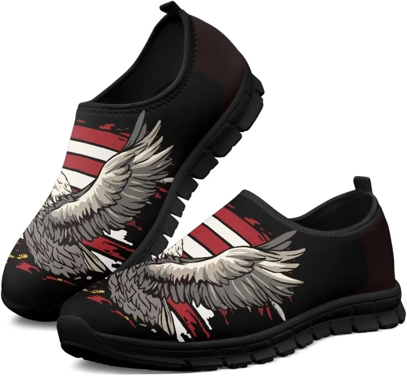 American Flag Mens Slip On Running Walking Shoes Lightweight Fashion Gym Sneakers Non Slip Workout Shoes Breathable Loafer SizeUS 5-14
