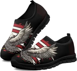 American Flag Mens Slip On Running Walking Shoes Lightweight Fashion Gym Sneakers Non Slip Workout Shoes Breathable Loafer SizeUS 5-14